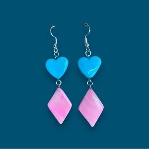 Baby Pink and Baby Blue Trans Pride Dangle Earrings LGBTQ